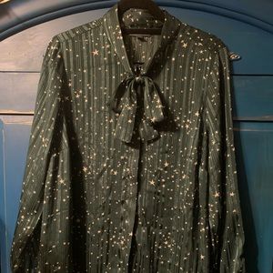 ModCloth tie neck 3/4 tie sleeve blouse